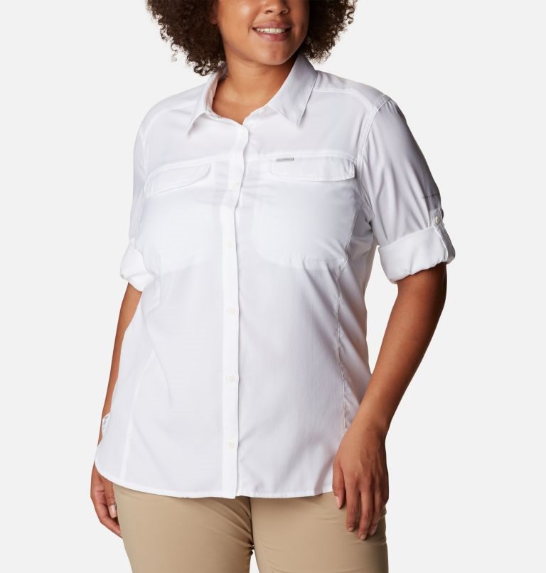 Camasa Columbia Silver Ridge Lite Long Sleeve Dama Albi | Plus Size DQ7QS1Z08